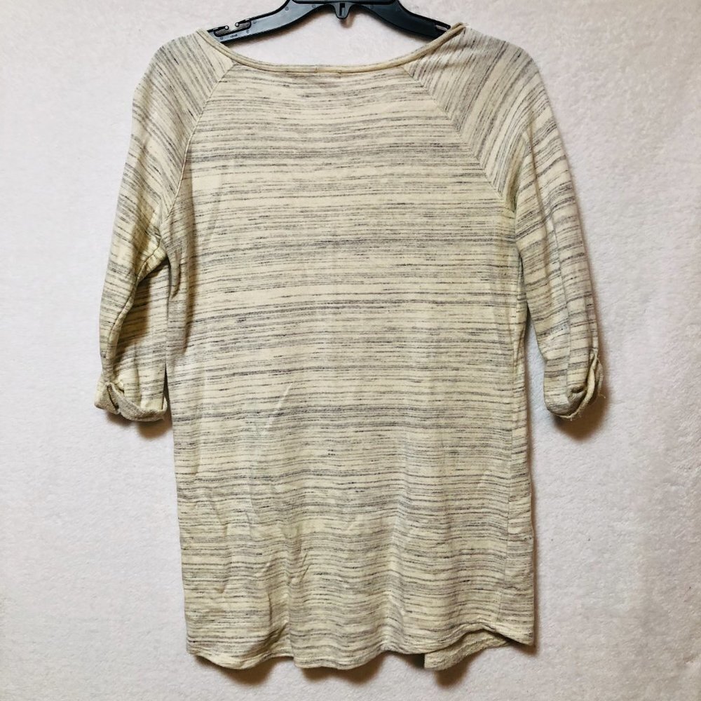 Cherish Cream & Gray Striped Half Sleeve Shirt Size Small - Picture 5 of 7